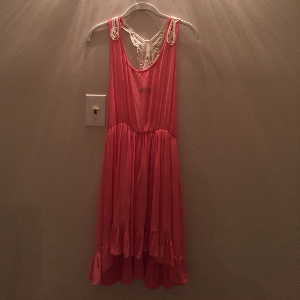 Pink summer laced back dress