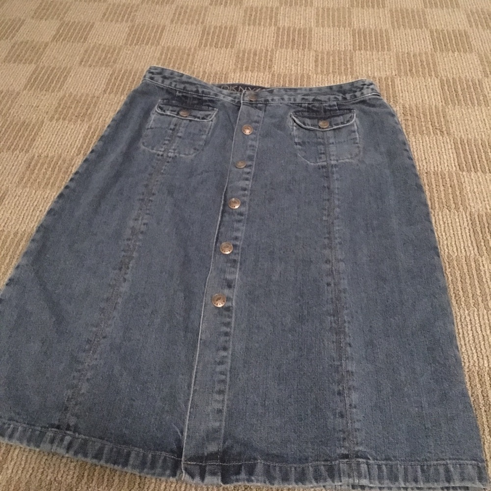 DKNY denim button down skirt