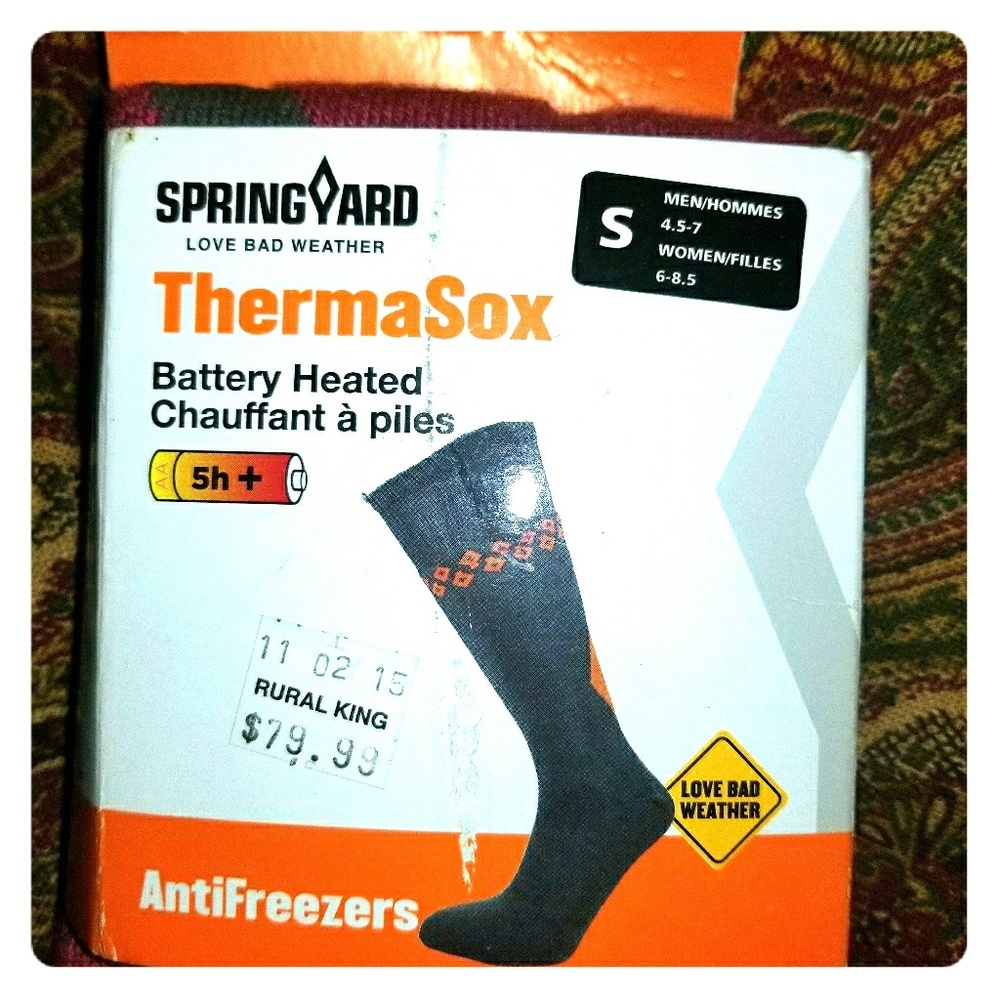 SPRING YARD BATTERED HEATING SOCKS SIZE SMALL