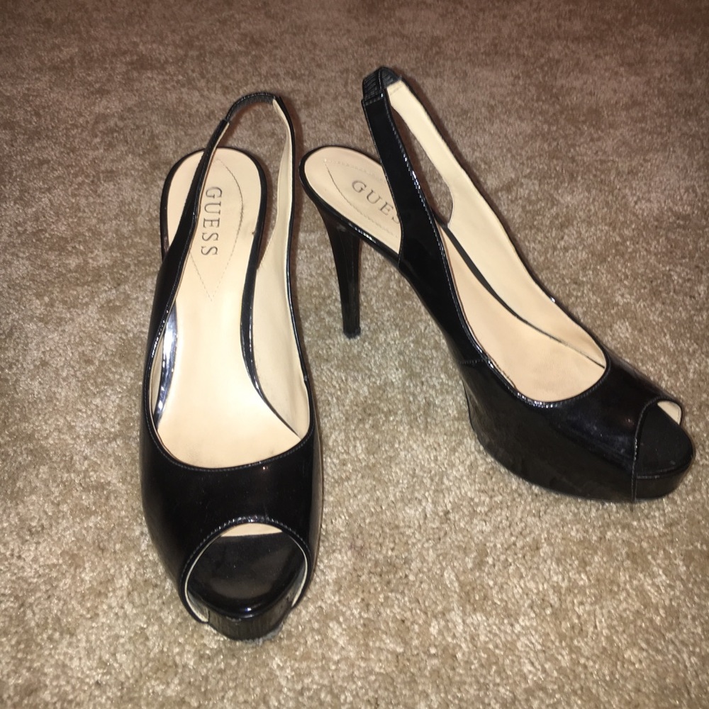 Black guess sling back shoes