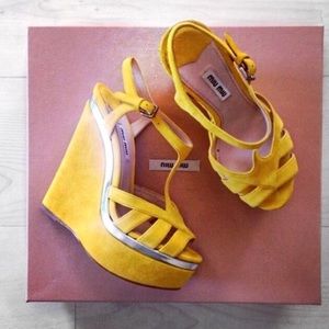 Authentic Miu Miu Yellow Wedges