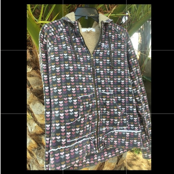 Roxy lined heart hoodie size medium, - Picture 1 of 4