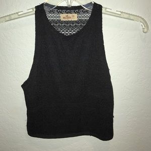 black lace sheer back hollister crop top