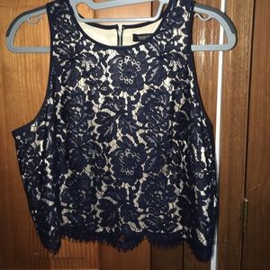 White House Black Market Navy Crop Top