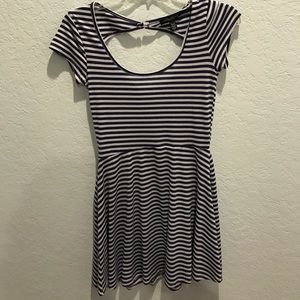 striped skater dress with open back