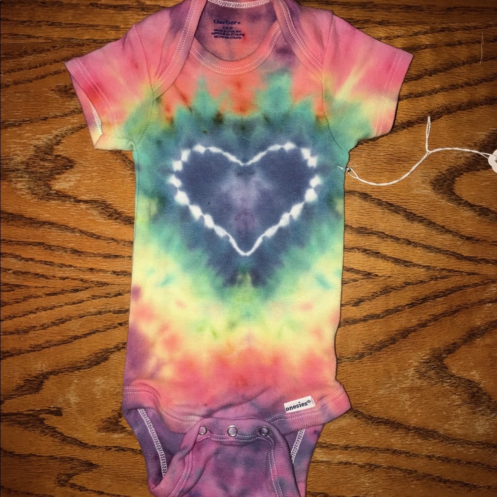HANDMADE Tie Dye "Heart" Gerber Onesie