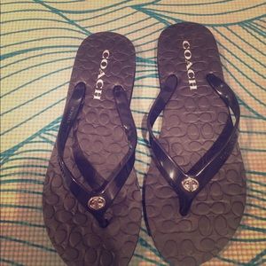 Authentic coach flip flops size 7 black