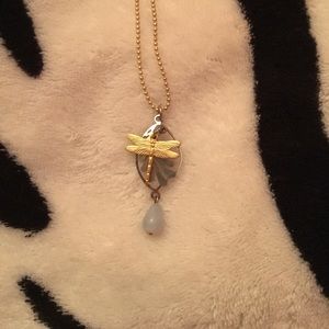 Dragonfly silver and gold necklace