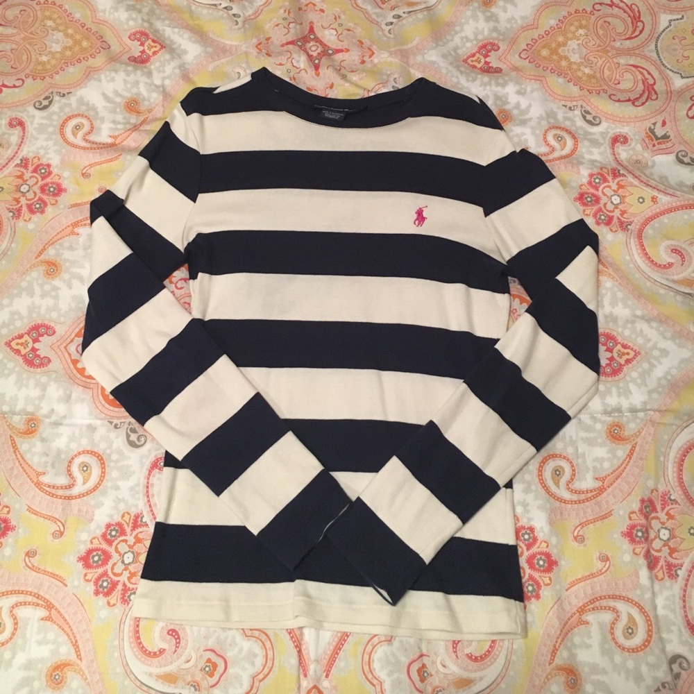 Navy/Cream Striped Long Sleeve