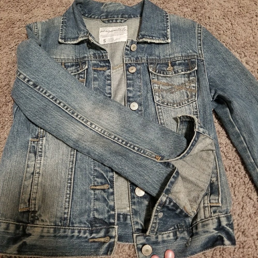 Distressed jean jacket