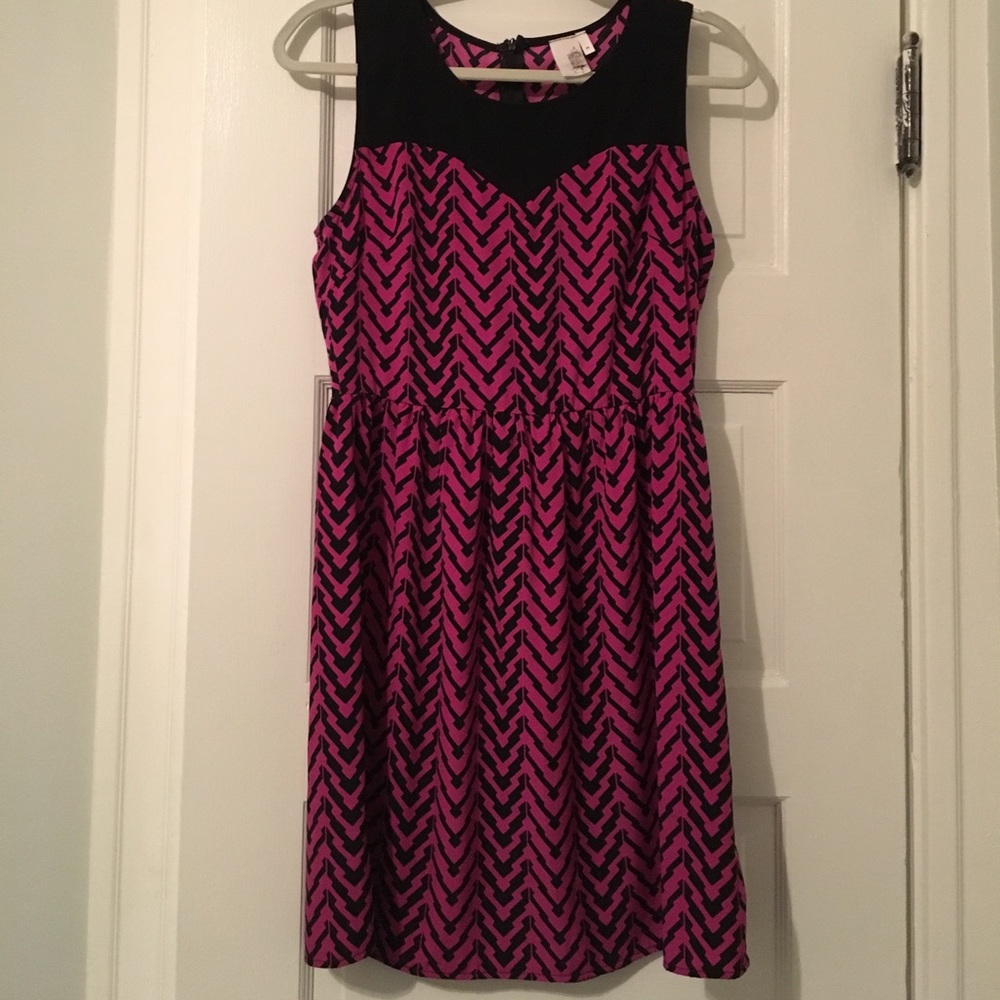 Fuchsia and black cocktail dress