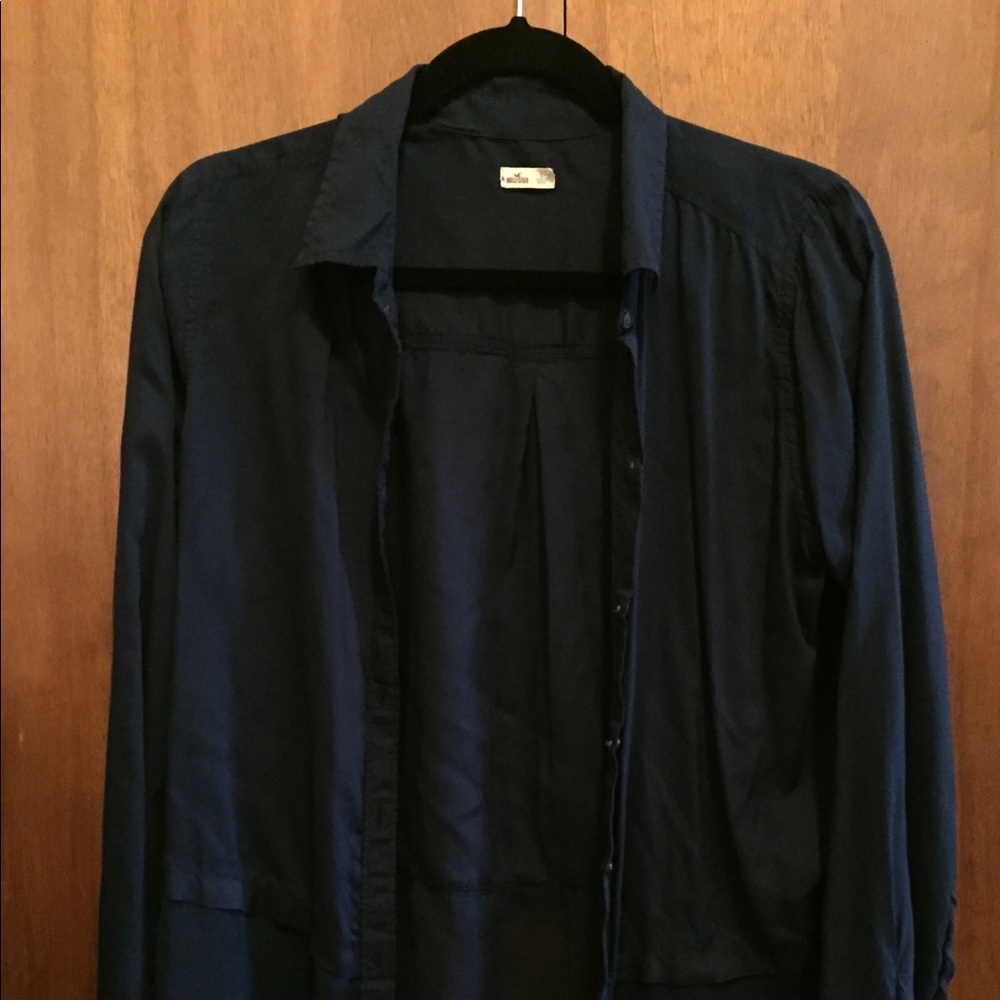 Navy Hollister button down top