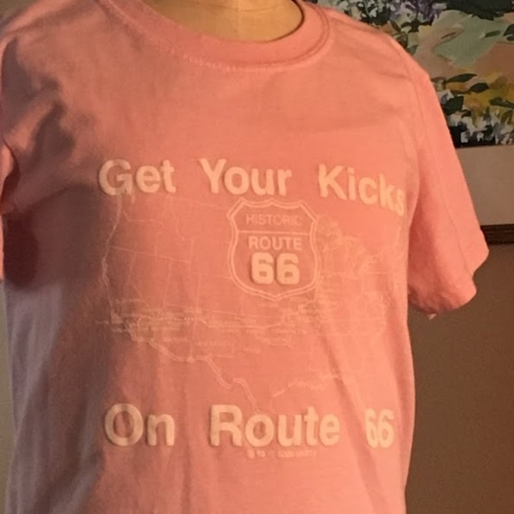 VTG ROUTE 66 T SHIRT 🎆 BABY PINK DESERT TEE