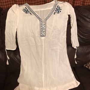 Cream 3 quarter sleeve dress