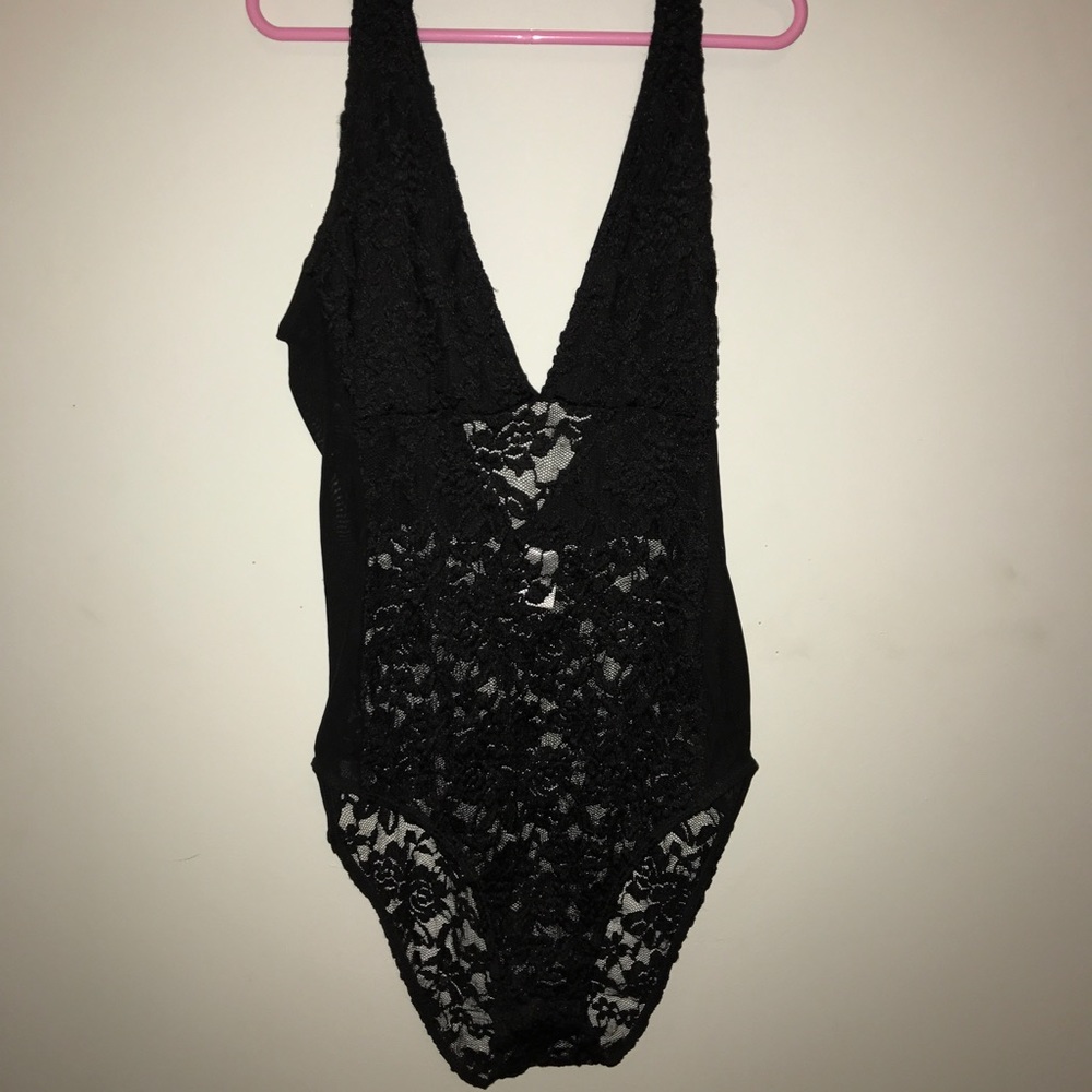 Black, Lace Bodysuit