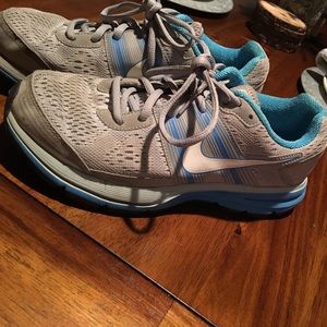 Grey and Blue Nike Tennis Shoes