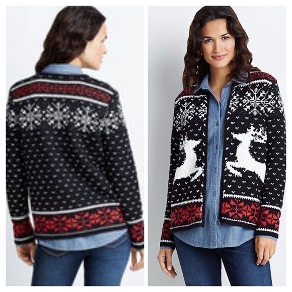 J Jill Deer Valley Cardigan Holiday XL Only - Picture 2 of 3