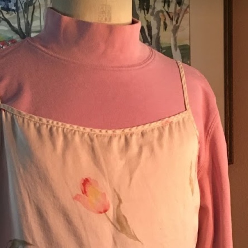 vtg 90s soft rose mauve mock neck long sleeve tee