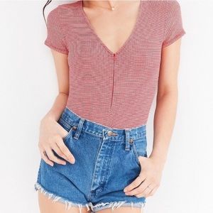Urban outfitters red striped bodysuit top size XS