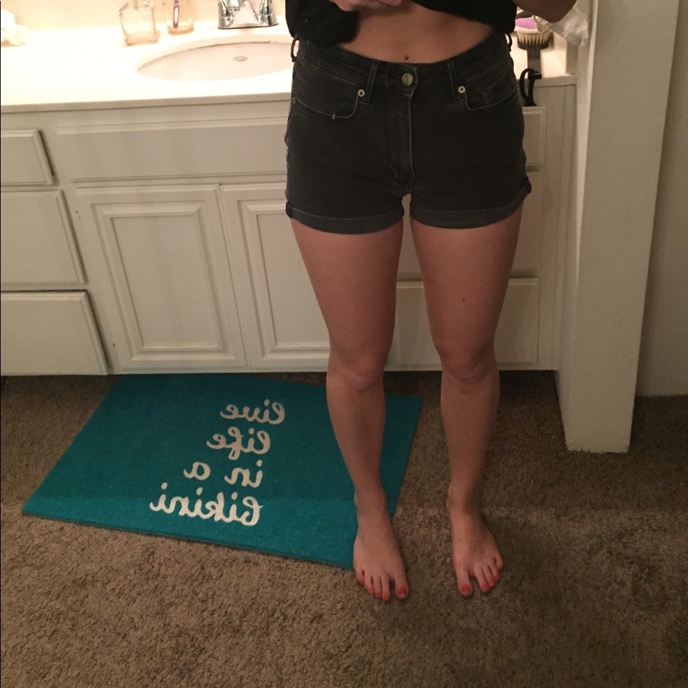 Black denim shorts