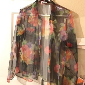 90s style see through button up top