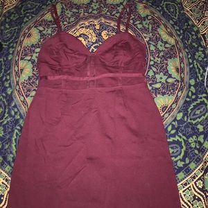 Maroon bodycon caged dress with cutouts