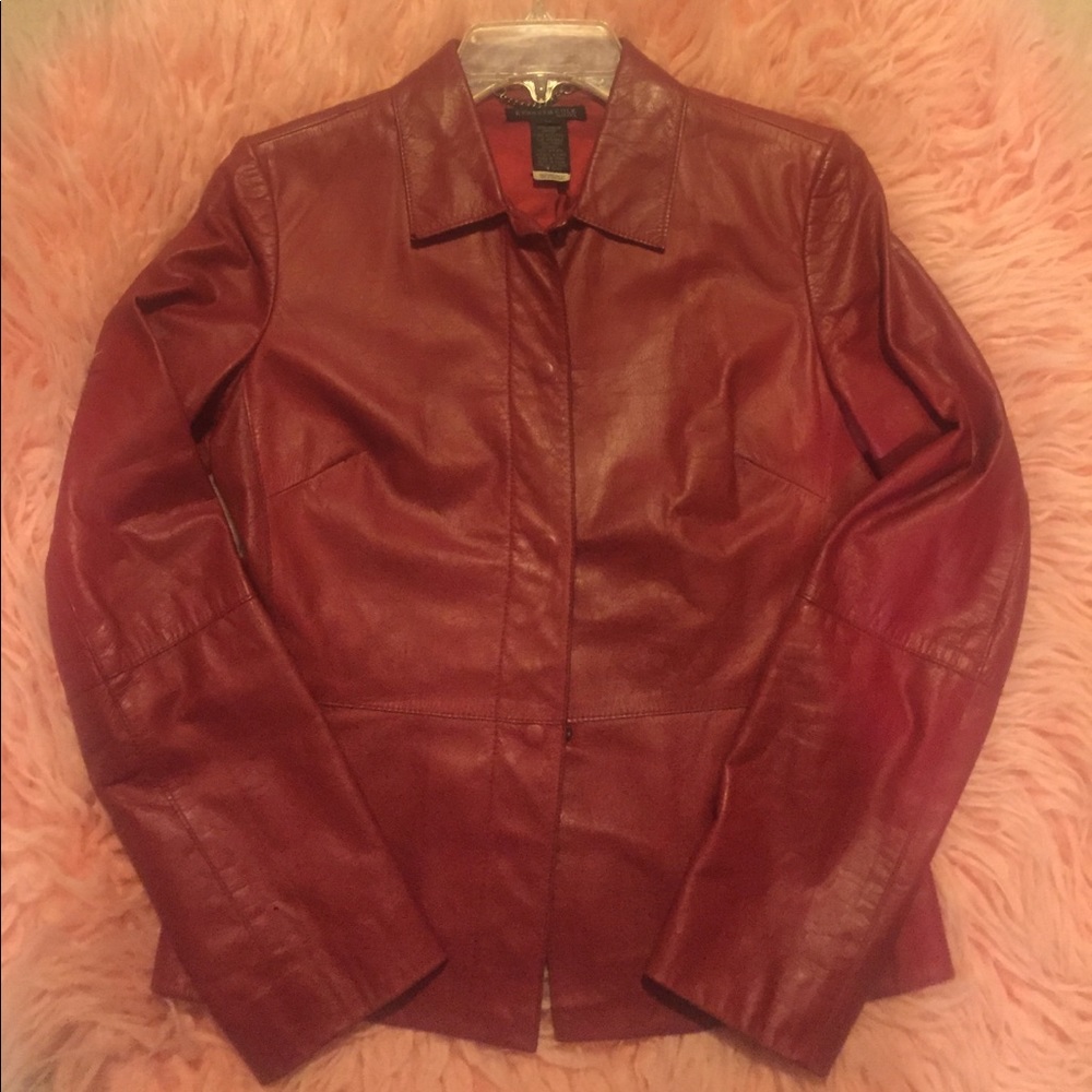 Kenneth Cole Red Leather Jacket XS