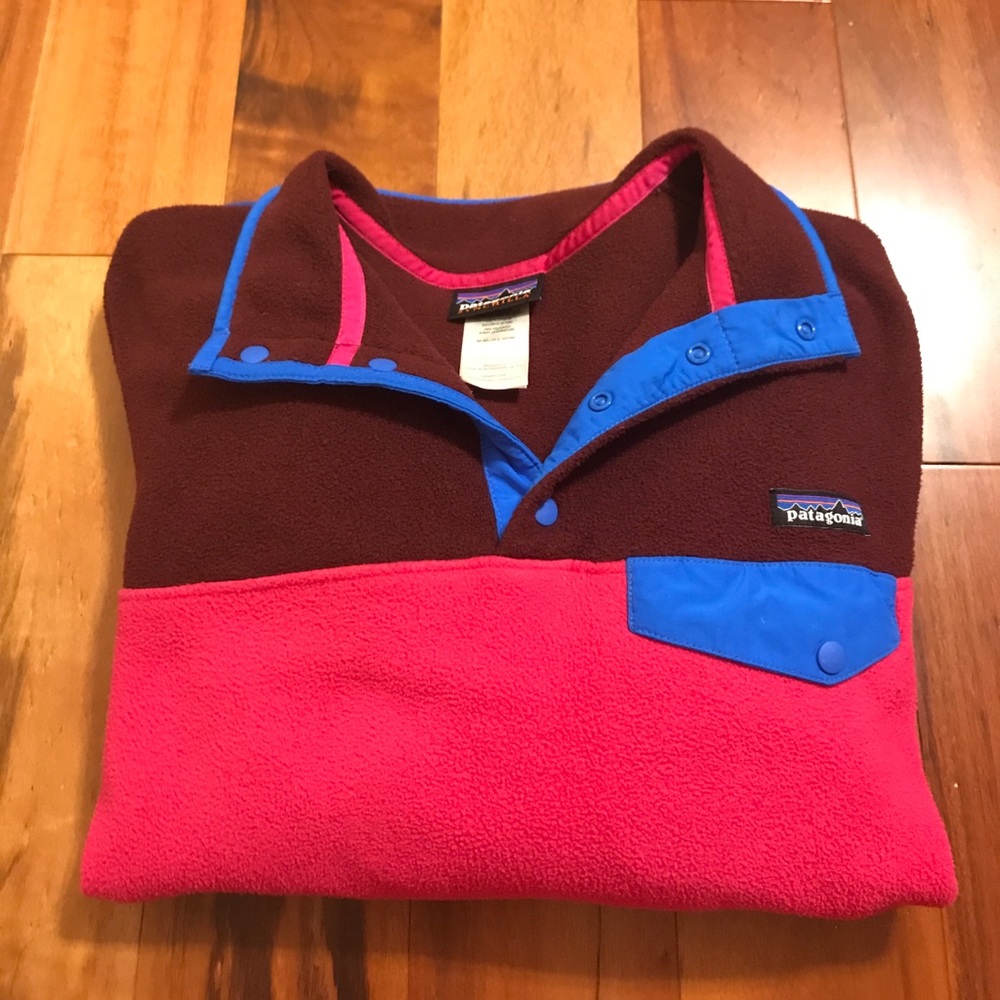 Pink and burgundy Large Patagonia Pullover