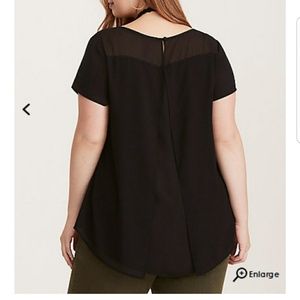 Torrid Black Double Layer Chiffon Split Back Top