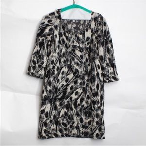 St. John Knit Dress with Intricate Feather Pattern