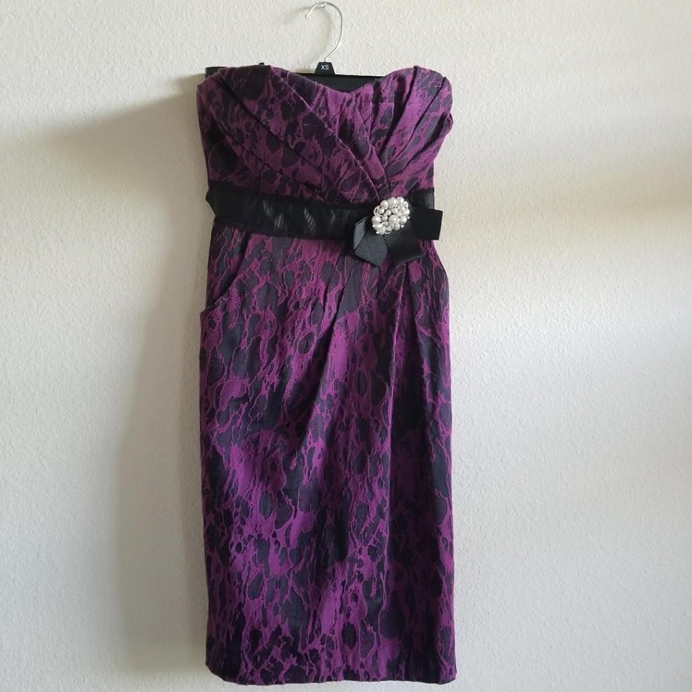 Purple Strapless Dress