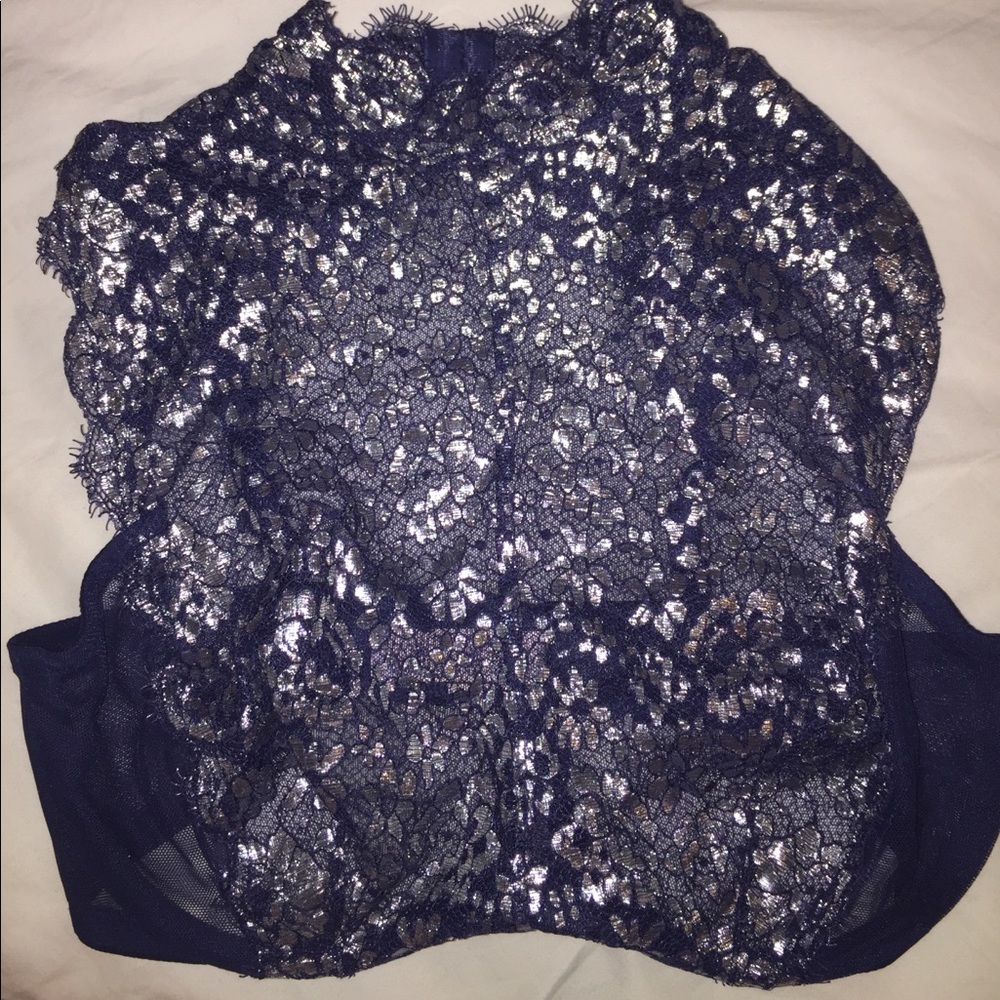 A high neck lingerie bra