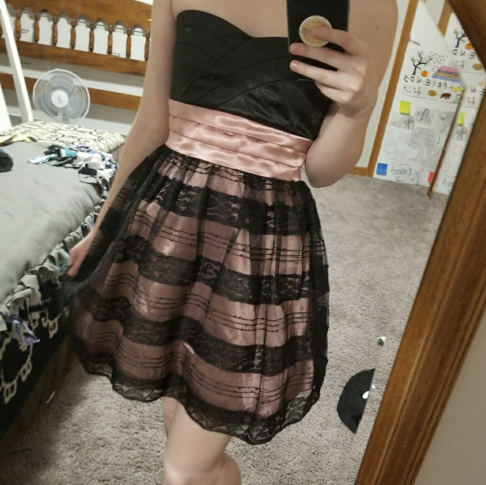 Black and blush homecoming dress