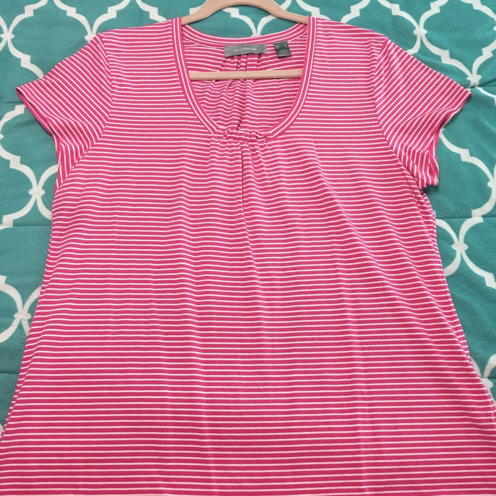 Liz Claiborne pink striped T-shirt