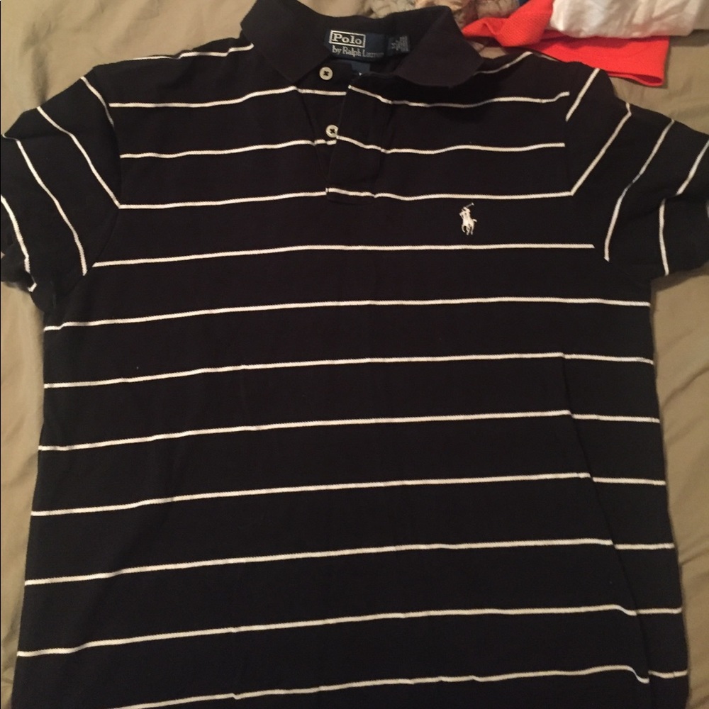 Striped black polo shirt