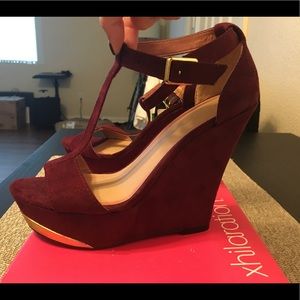 Burgundy Suede Wedges