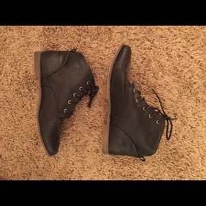 Black lace up booties
