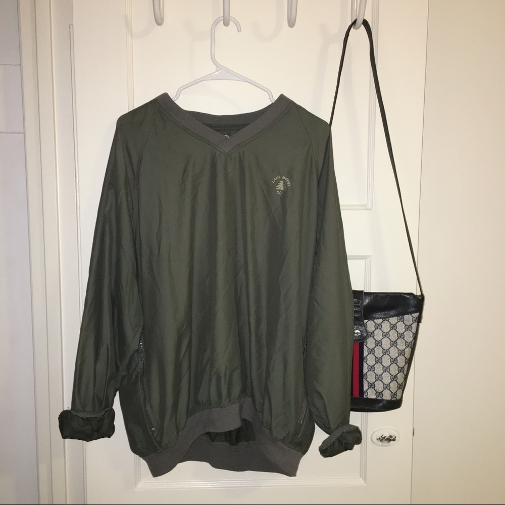 Green Oversized Vintage Pullover Crew Neck