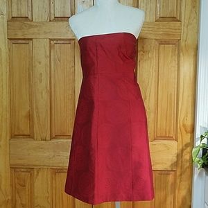 Theory Red Strapless Dress