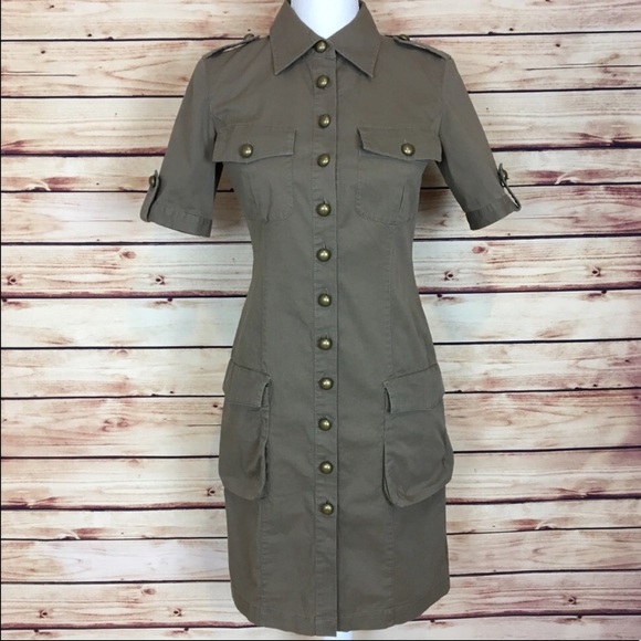 Moda International Dresses & Skirts - MODA International Olive Green Military Dress 4