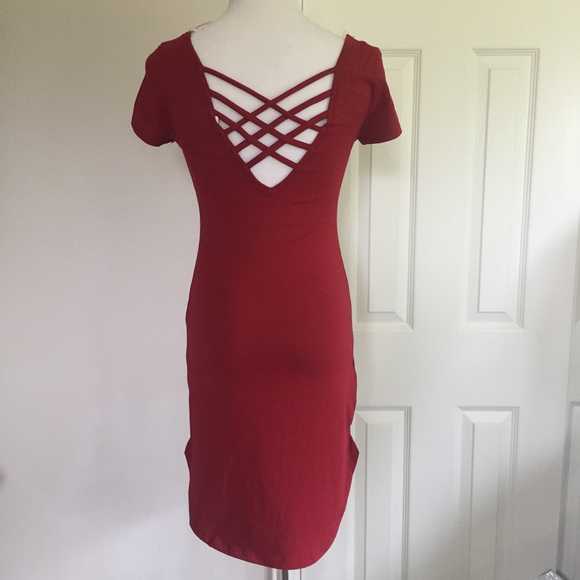 PRICE DROP!! Burgundy T-Shirt Dress - Picture 3 of 3