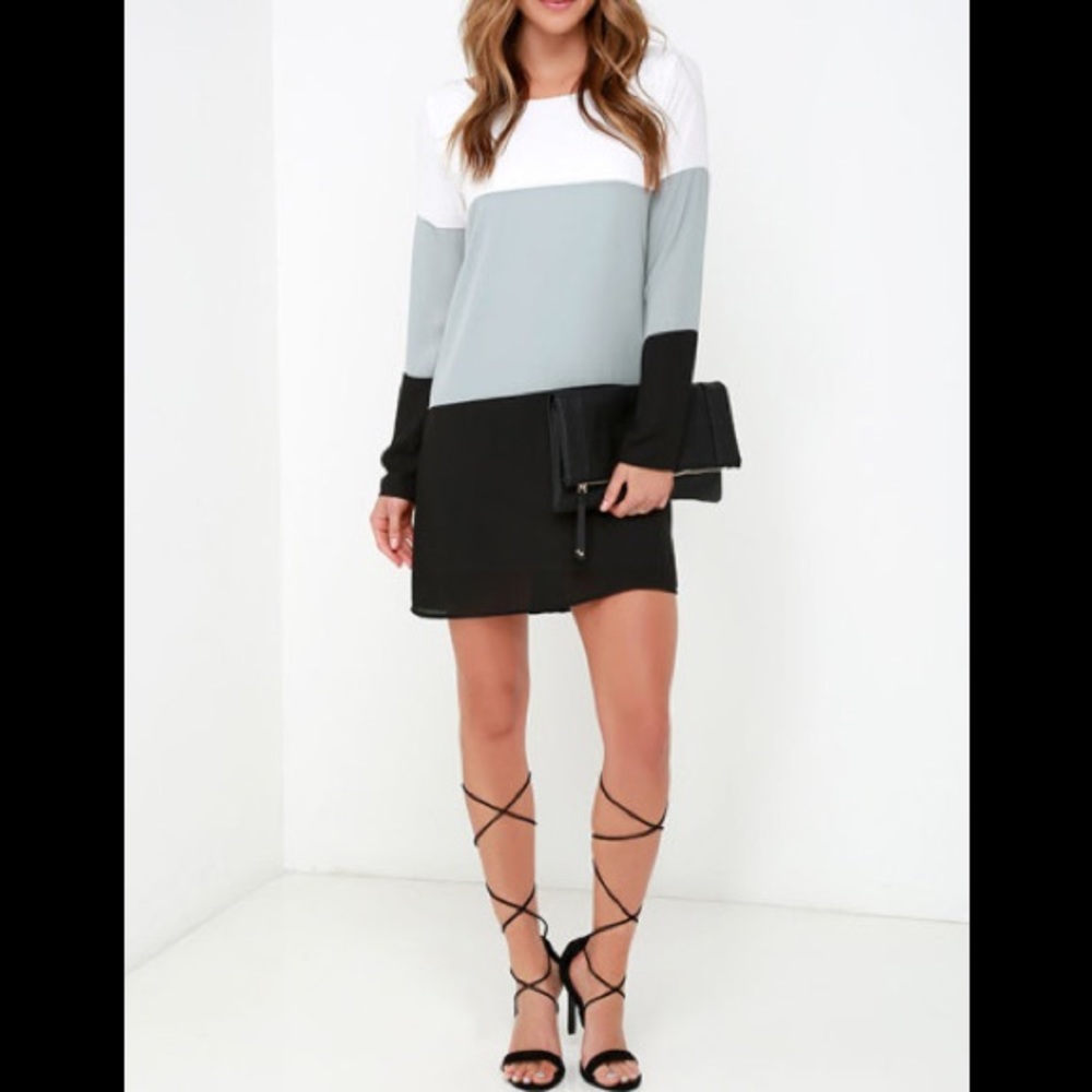 Long Sleeve Color Block Dress