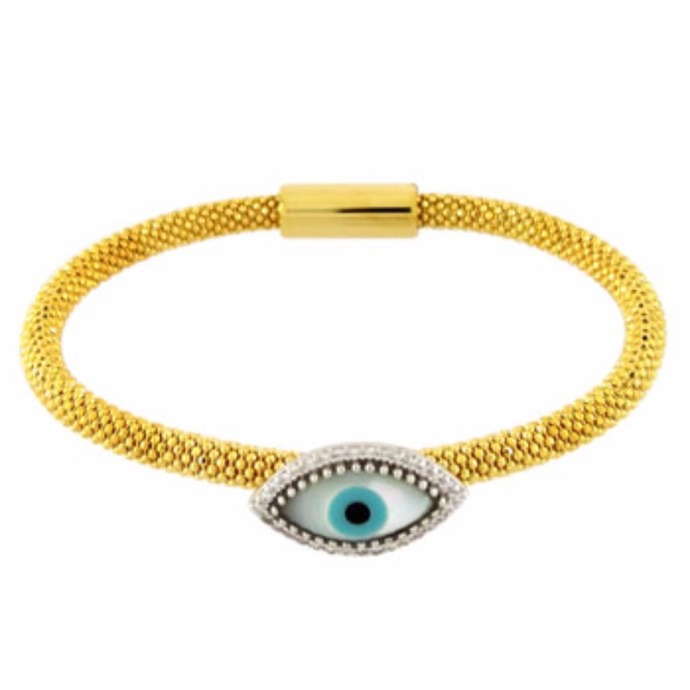 Italian Sterling Silver Gold Plated CZ Bracelet