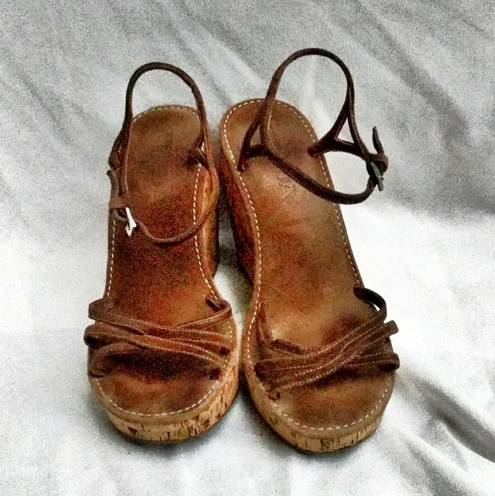 Prada Leather & Cork Wedge Sandals-8 - Picture 4 of 8