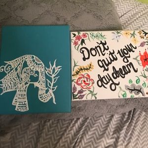 Canvas Wall art x2! Floral & Elephant