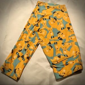 LULAROE Mint & Orange Fox One Size Leggings