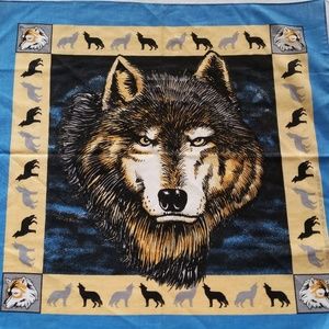 Vintage 1980's Wolf Bandana