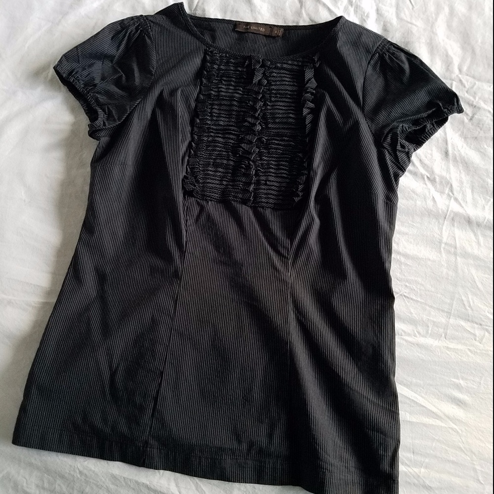 NWOT Limited Black & White Pinstripe Cotton Blouse