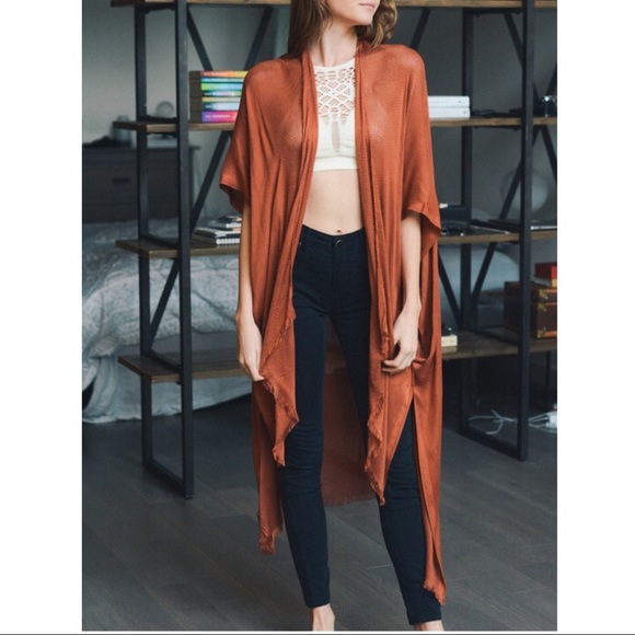 ALYSSA Cover up/Shawl - BURNT ORANGE - Picture 2 of 3