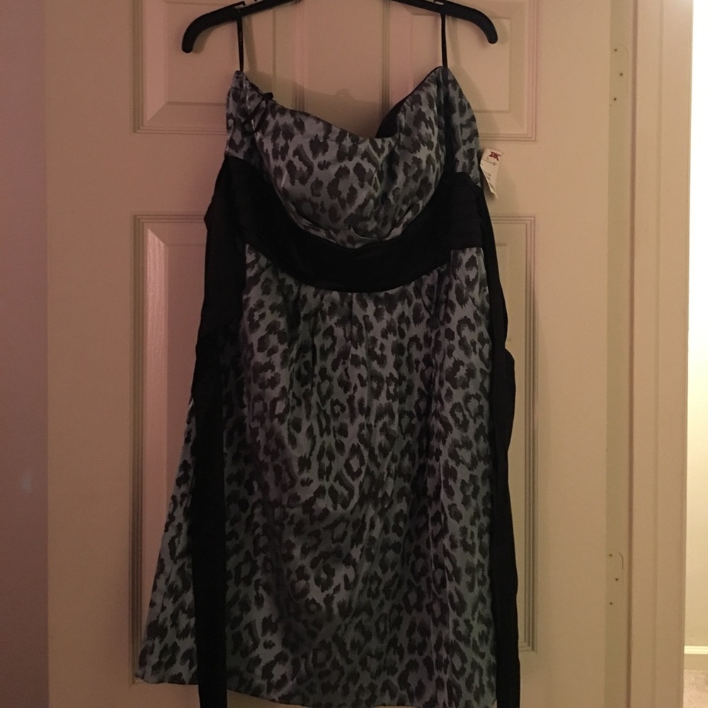 Teal/black leopard dress